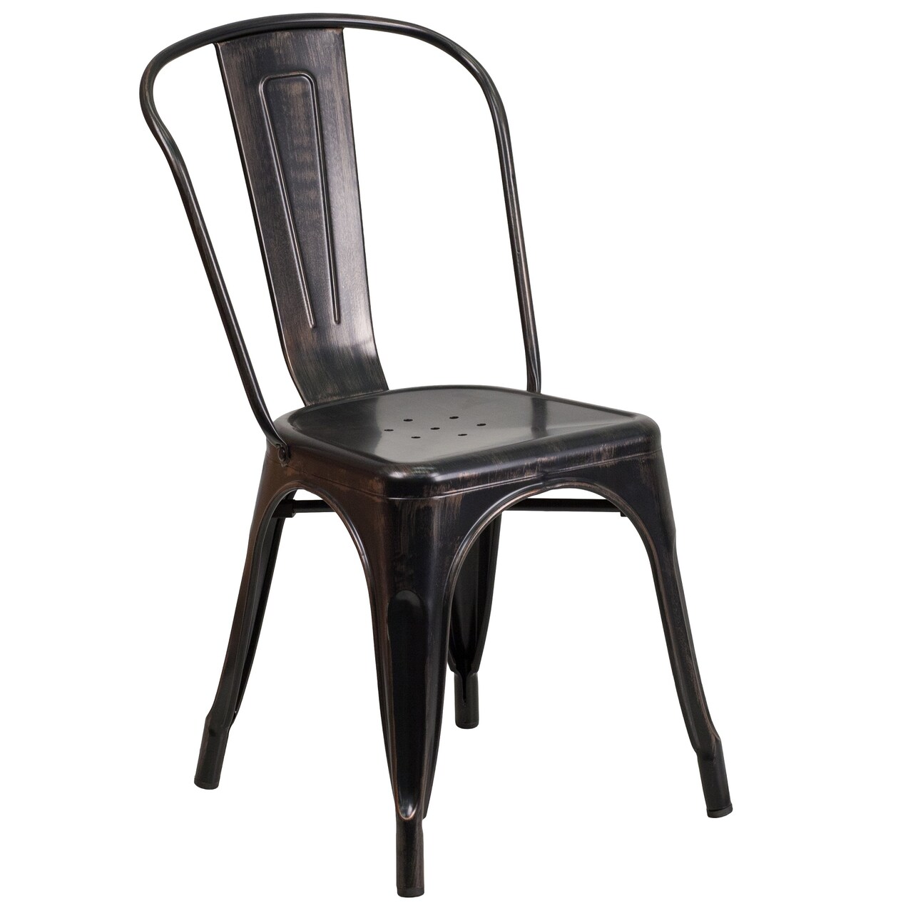 Flash Furniture 33&#x22; Black and Antique Gold Stackable Dining Chair